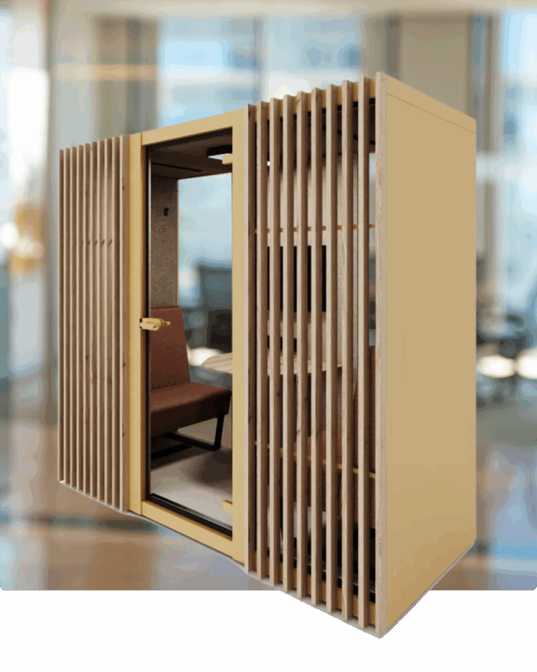 VOX POD met lamellen hout